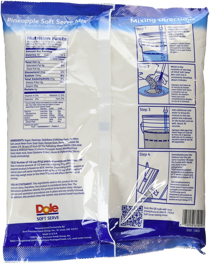 Dole Soft Serve Mix pineapple, 4.40 lbs - Image 2